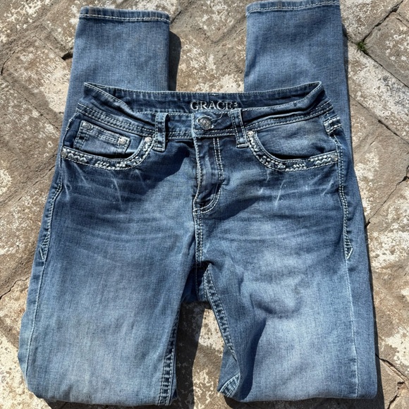 Boho Embroidered Blue Jeans - Picture 2 of 5